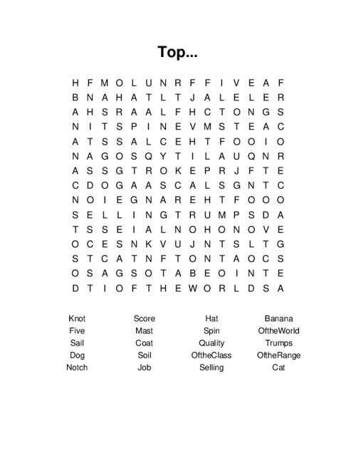 Top... Word Search Puzzle