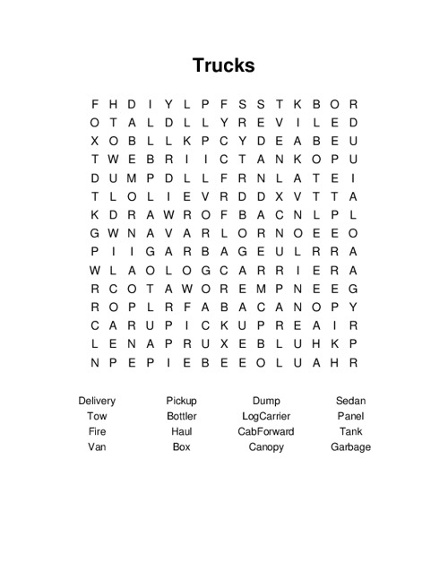 trucks-word-search