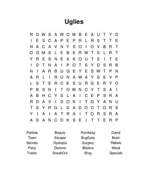 Uglies Word Search Puzzle