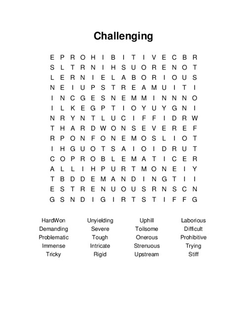 Challenging Word Search Puzzle