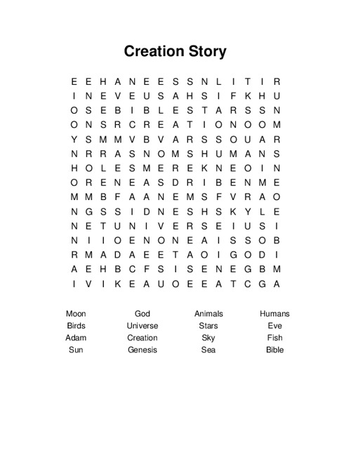 Creation Story Word Search Puzzle