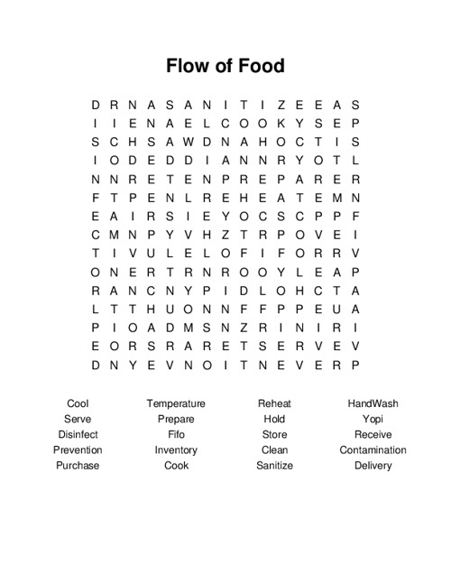 Flow of Food Word Search Puzzle