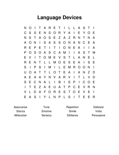 Language Devices Word Search Puzzle