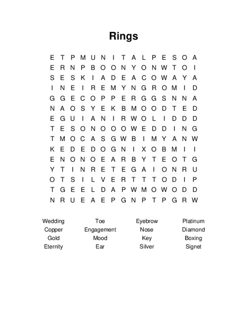 Rings Word Search Puzzle