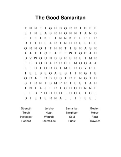 The Good Samaritan Word Search Puzzle