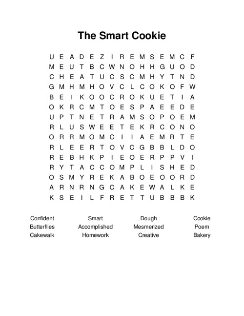 The Smart Cookie Word Search Puzzle