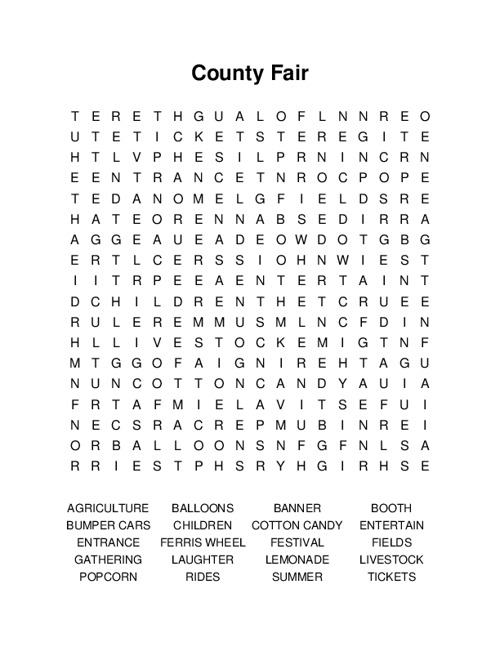 County Fair Word Search Puzzle