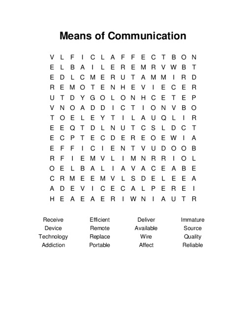 Means of Communication Word Search Puzzle