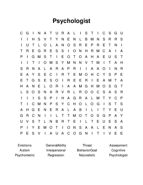 Psychologist Word Search Puzzle
