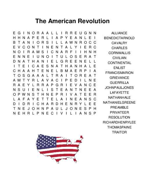 The American Revolution Word Search Puzzle
