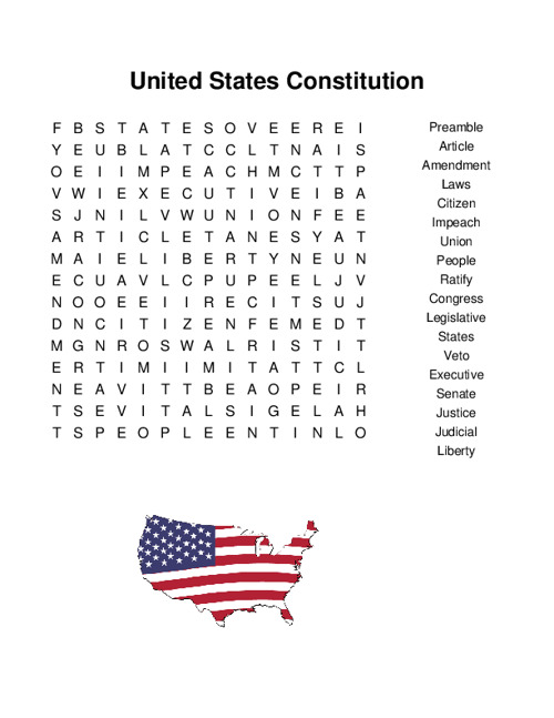 United States Constitution Word Search Puzzle