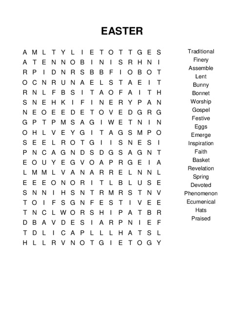 EASTER Word Search Puzzle