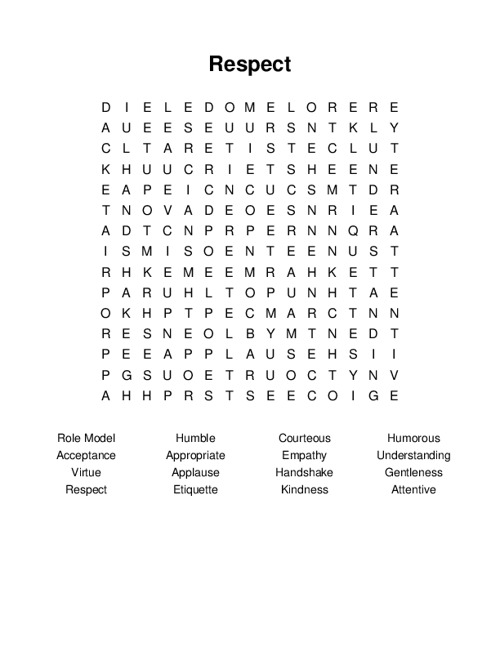 Respect Word Search Puzzle