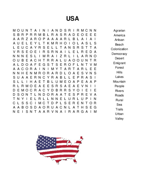 USA Word Search Puzzle