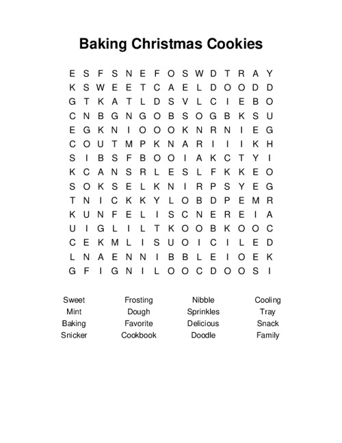 Baking Christmas Cookies Word Search Puzzle