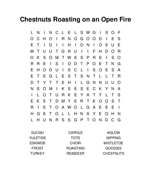 Chestnuts Roasting on an Open Fire Word Search Puzzle