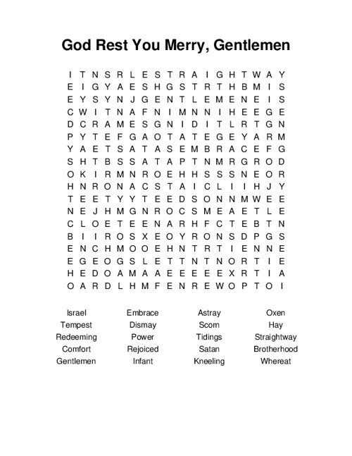 God Rest You Merry, Gentlemen Word Search Puzzle