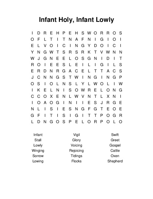 Infant Holy, Infant Lowly Word Search Puzzle