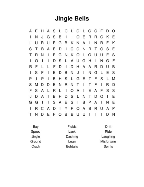 Jingle Bells Word Search Puzzle