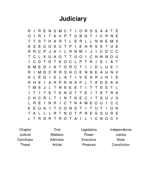 Judiciary Word Search Puzzle