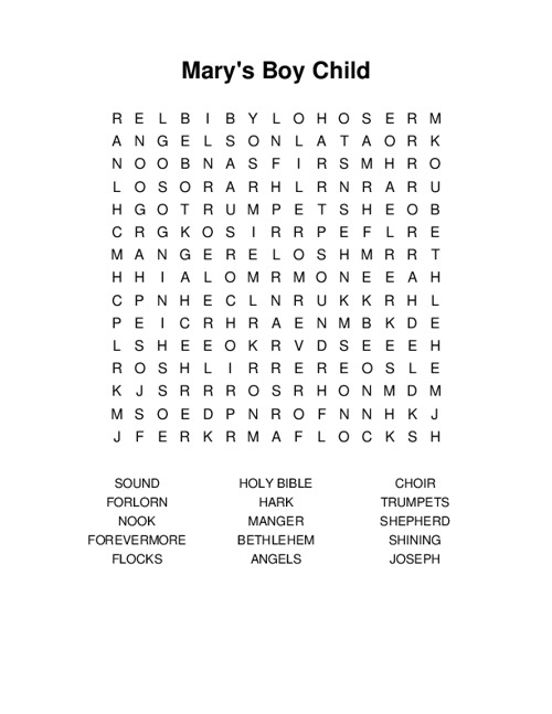 Marys Boy Child Word Search Puzzle