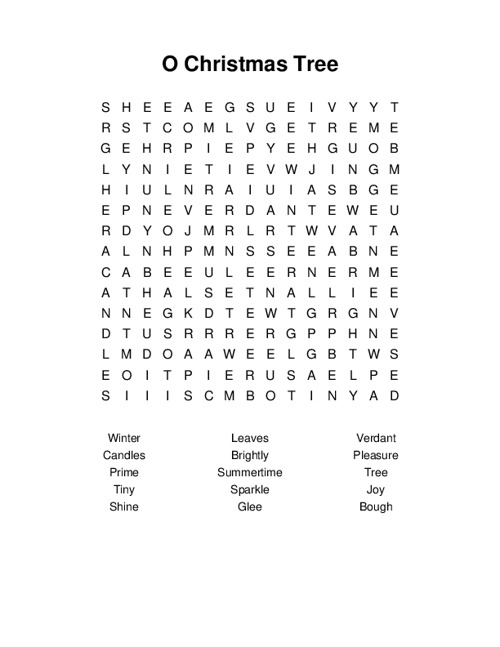 O Christmas Tree Word Search Puzzle