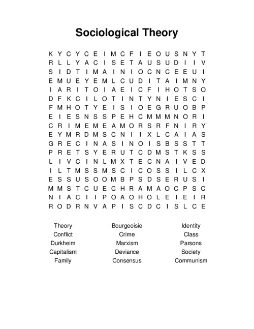 Sociological Theory Word Search Puzzle