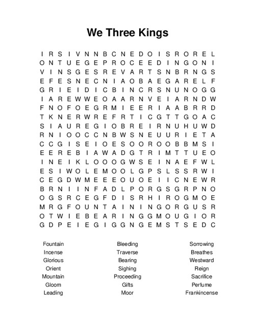 We Three Kings Word Search Puzzle