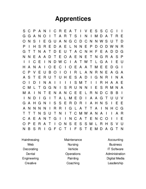 Apprentices Word Search Puzzle