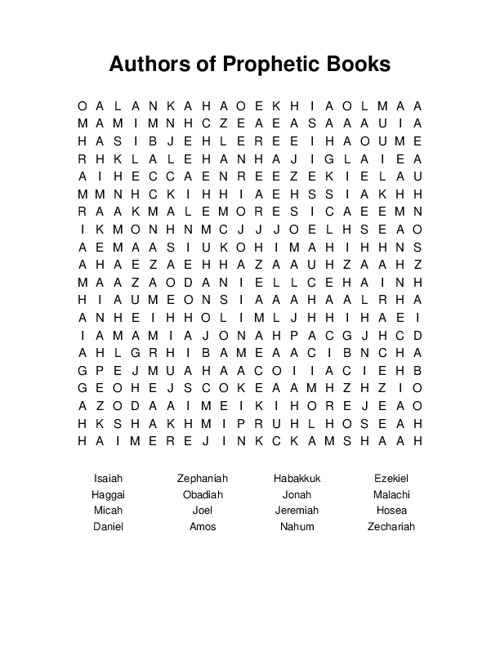 Authors of Prophetic Books Word Search Puzzle