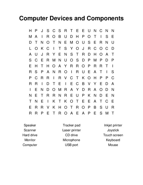 Computer Devices and Components Word Search Puzzle