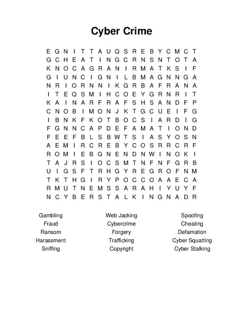 Cyber Crime Word Search Puzzle