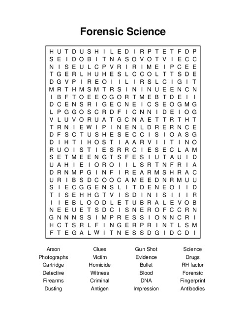 Forensic Science Word Search