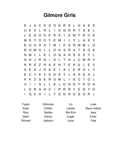 Gilmore Girls Word Search Puzzle