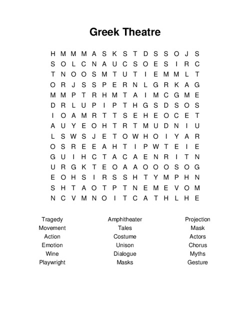 Greek Theatre Word Search Puzzle
