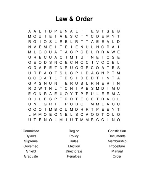 Law & Order Word Search Puzzle