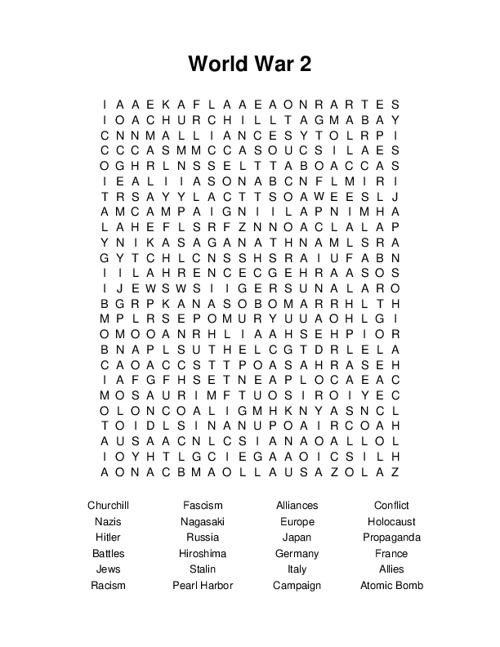 World War 2 Word Search Puzzle