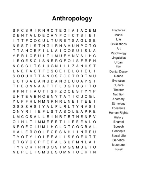 Anthropology Word Search Puzzle