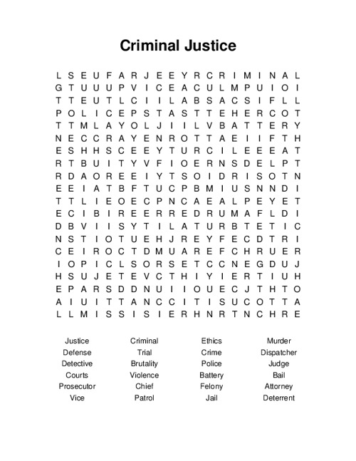 Criminal Justice Word Search