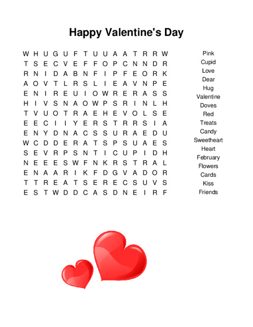 Happy Valentines Day Word Search Puzzle