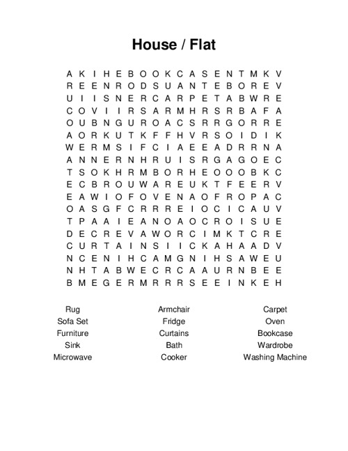 House / Flat Word Search Puzzle
