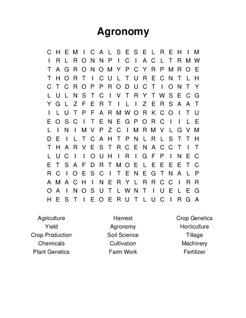 Agronomy Word Search Puzzle
