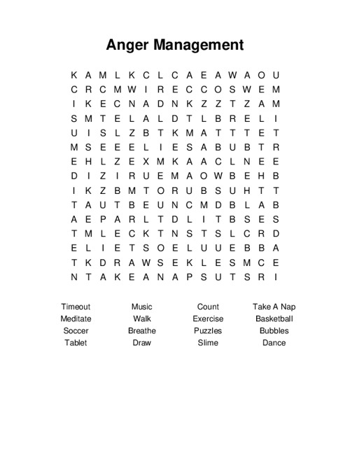 Anger Management Word Search