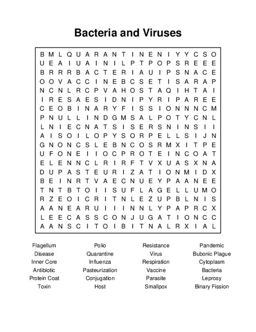 Bacteria and Viruses Word Search Puzzle