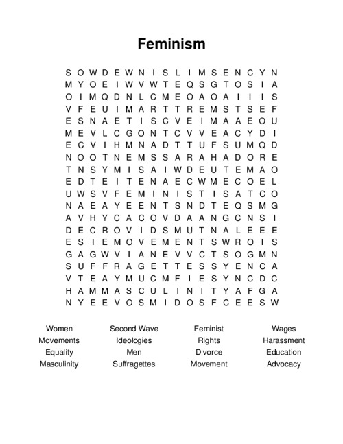 Feminism Word Search Puzzle