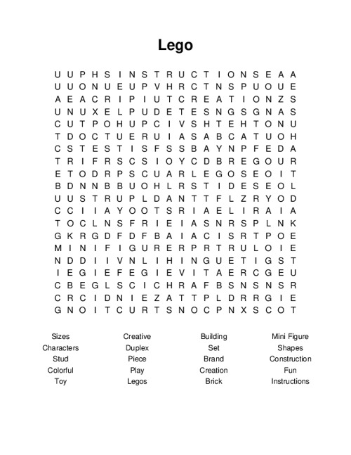 Lego Word Search Puzzle