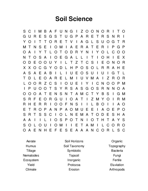 Soil Science Word Search Puzzle
