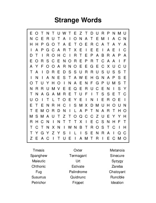 Strange Words Word Search Puzzle