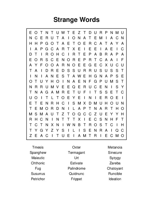 Strange Words Word Search