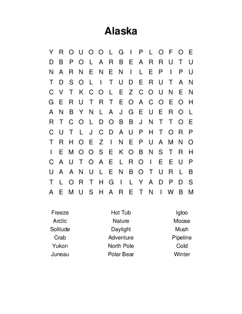 Alaska Word Search